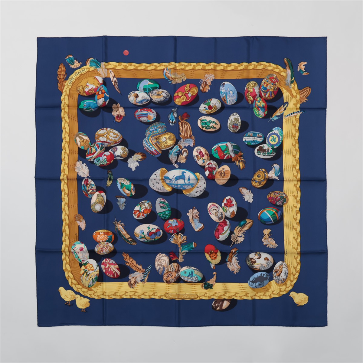 あき　エルメス カレ90 雛たち Couvee d'Herme 卵 茶 HERMES エルメス カレ90 エルメスの雛たち Couvee d'Herme 卵