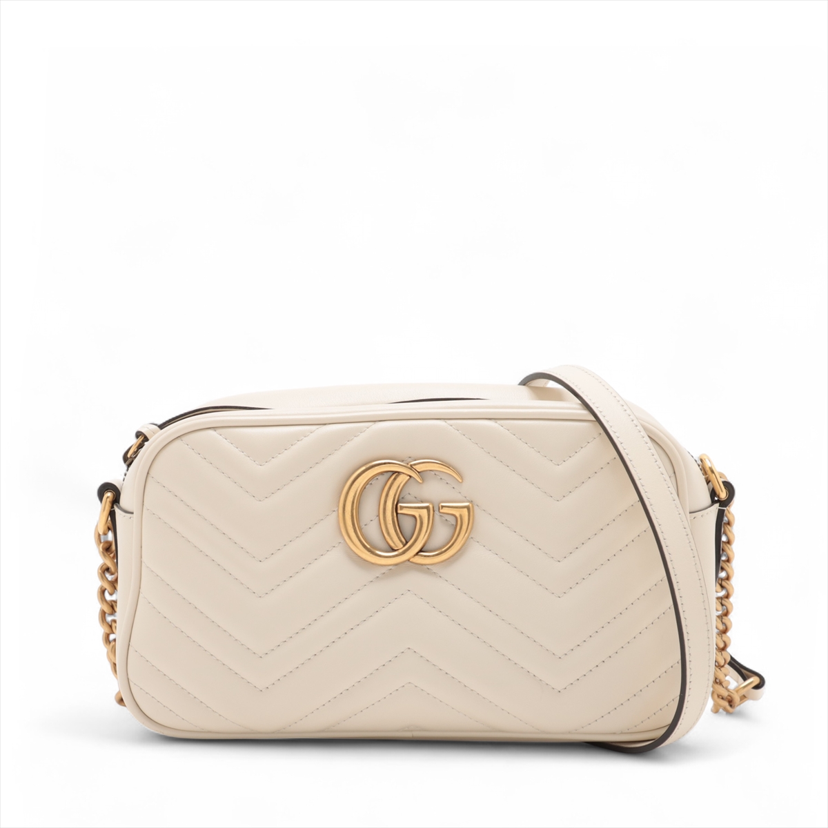 GUCCI グッチ GGマーモント チェーン ショルダーバッグ ホワイト