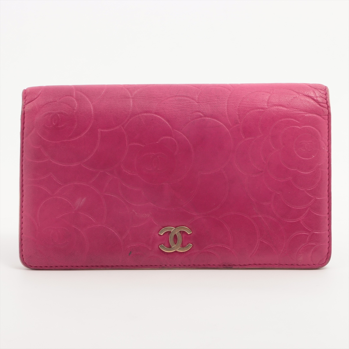 CHANEL シャネルカメリアラムスキンピンク