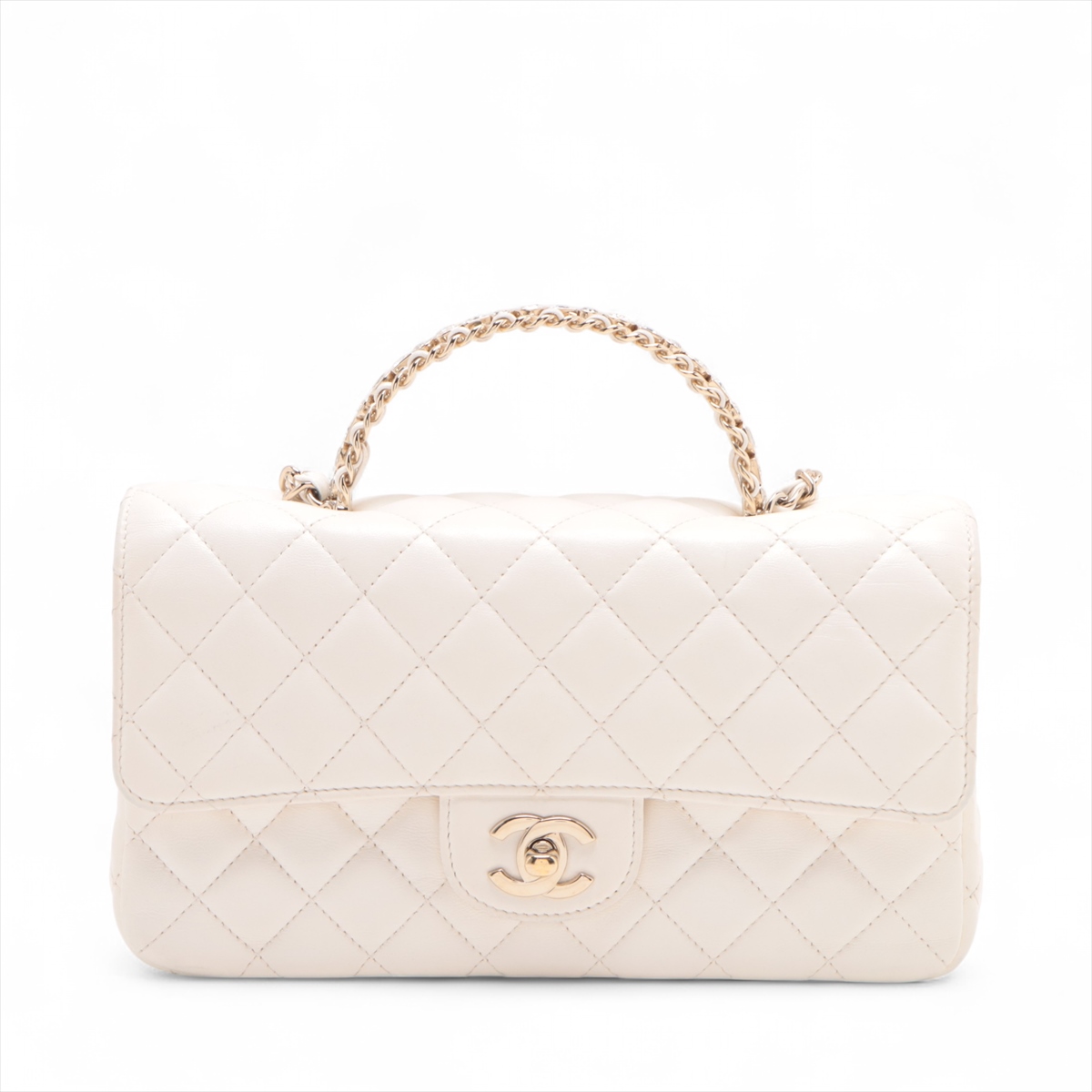 シャネル ラムスキン マトラッセ ウッド ハンドバッグ ホワイト シャネル ラムスキン マトラッセ ウッド ハンドバッグ ホワイト 【公式