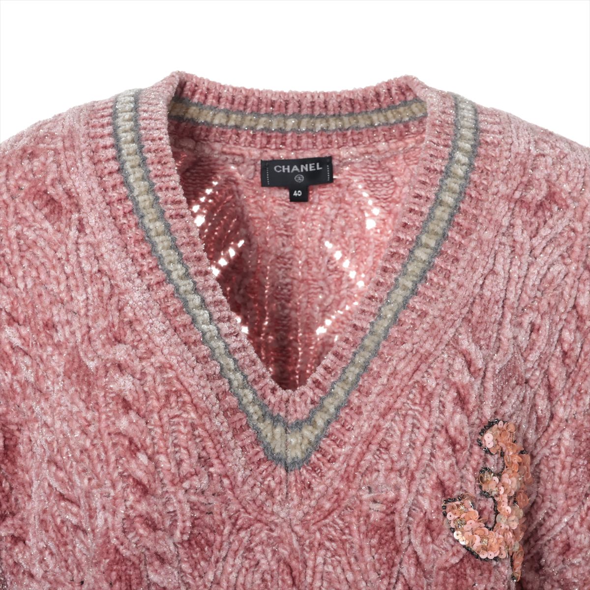 シャネル ココボタン 22AW レーヨン ニット 40 レディース