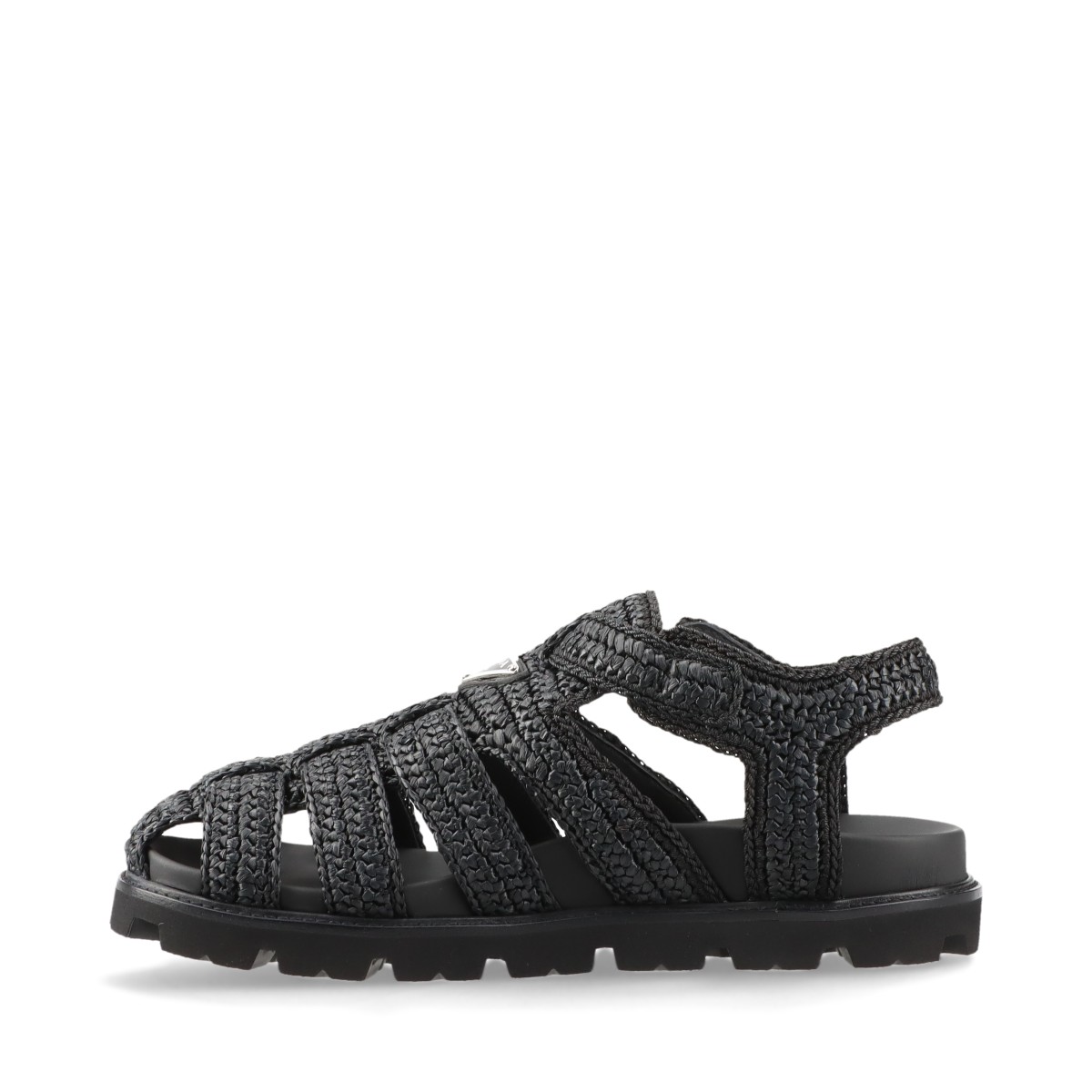 Prada Triangle logo Raffia x leather Sandals 6 1/2 Men's