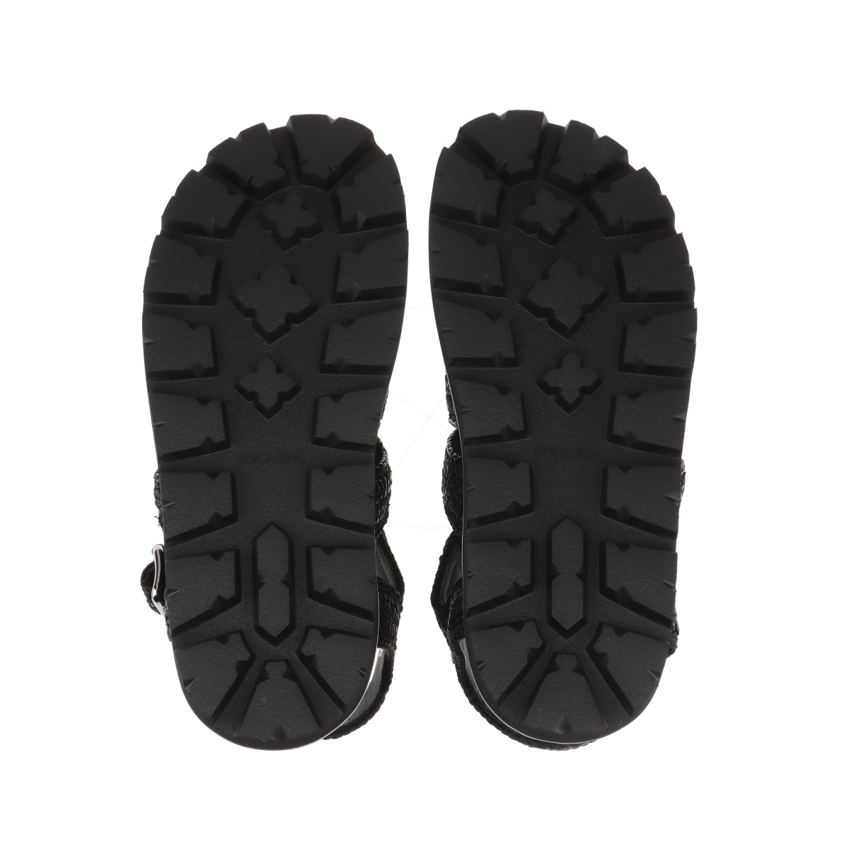サンダル PRADA 2X3143 RAFFIA FLAT SANDAL WITH TRIANGLE LOGO PRADA Raffia Metal Triangle Logo Woven Slingback Flat Thong