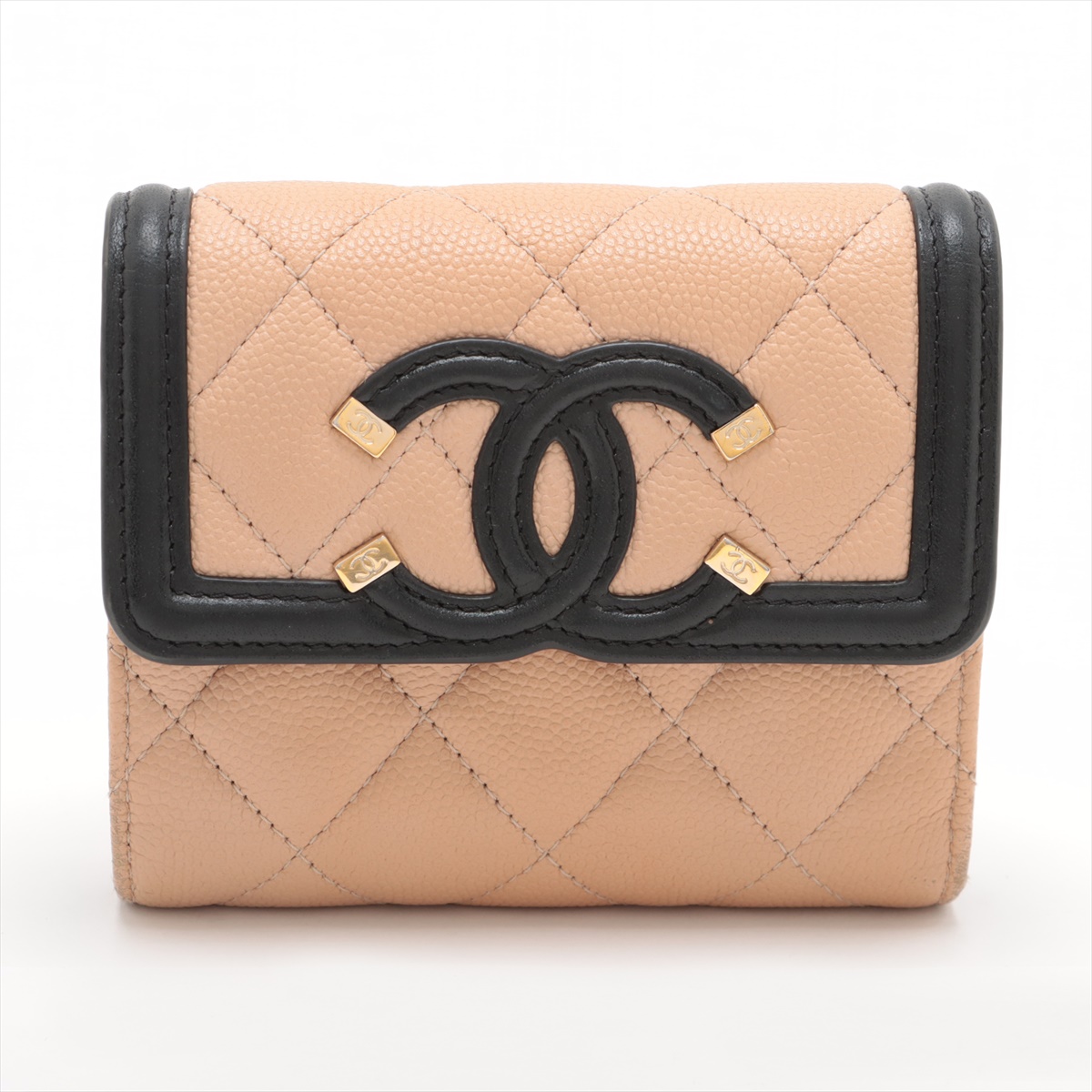 美品✨ シャネル 三つ折り財布 CCフィリグリー キャビアスキン 29番台 CHANEL CCフィリグリー 3つ折り財布 29番台