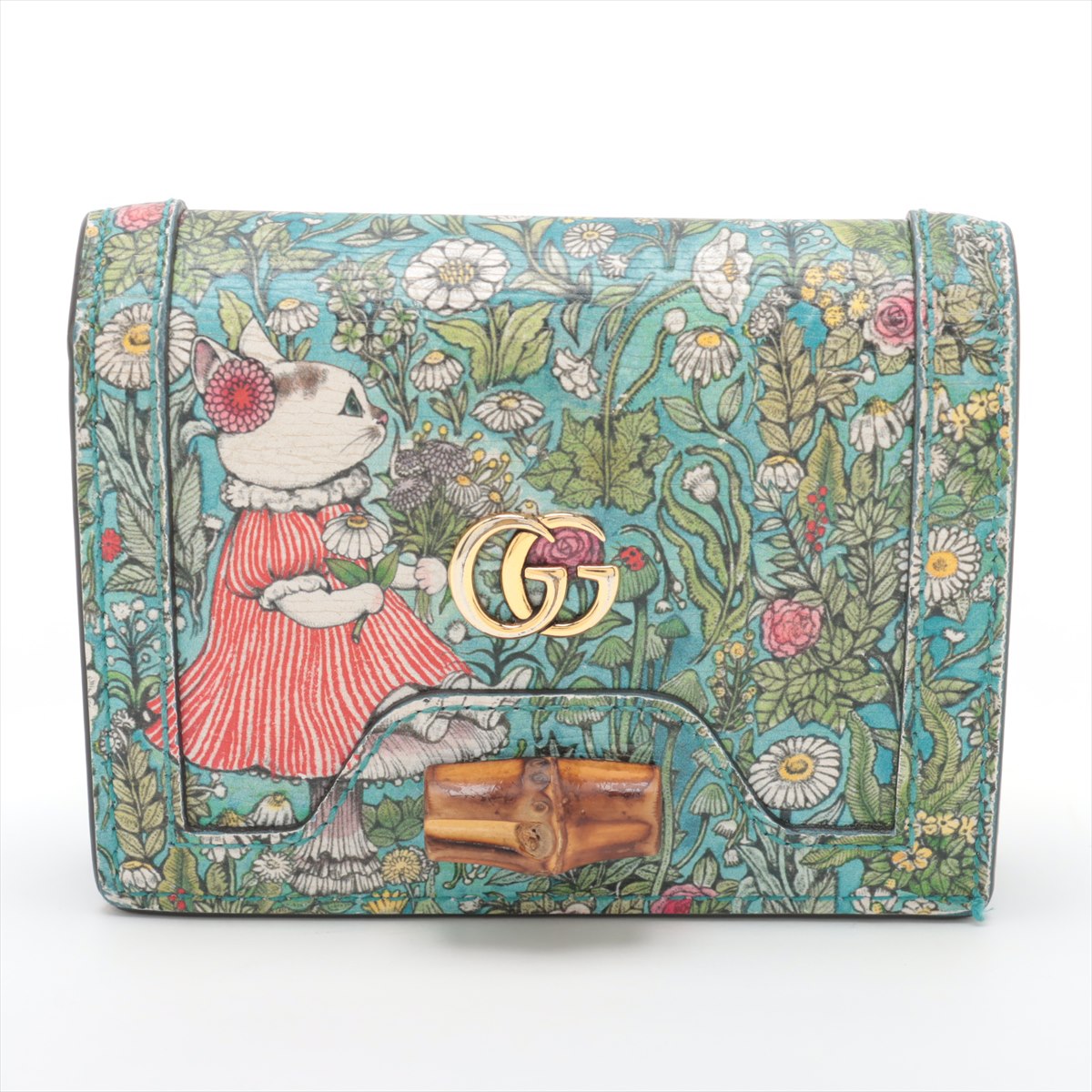 グッチ ダブルGバンブー 658244 PVC コンパクトウォレット グリーン  