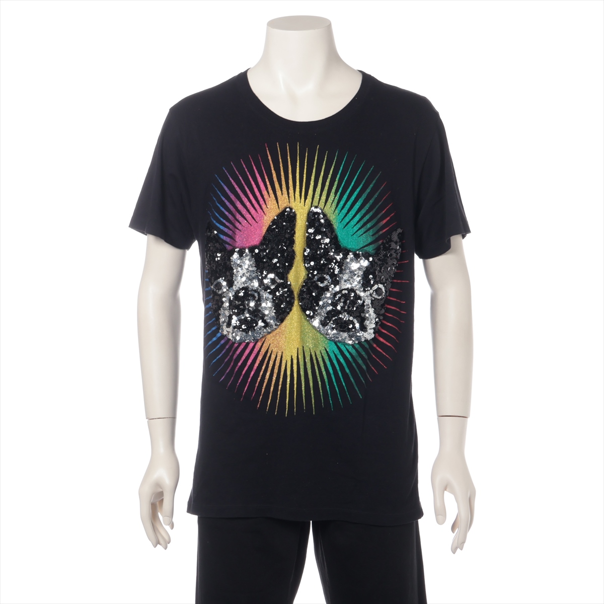 GUCCI　ドッグプリントＴシャツ　スパンコール　ロゴ　ビッグシルエット GUCCIドッグプリントTシャツスパンコールロゴビッグシルエット