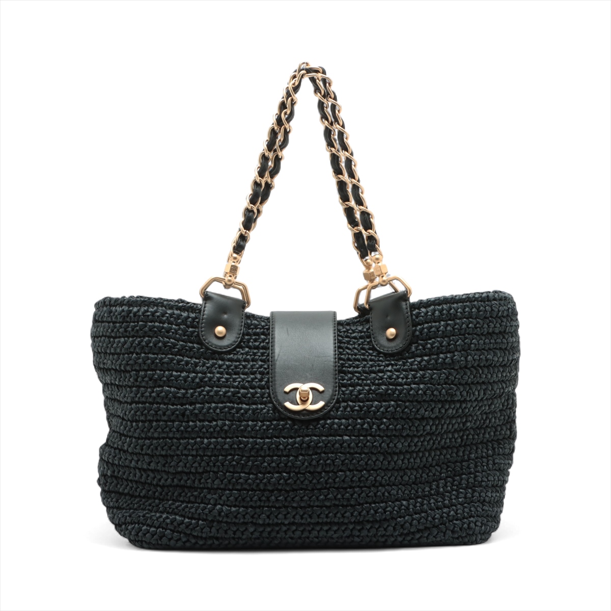 Chanel トートバッグ ストロー レザー Chanel トートバッグ ストロー レザー