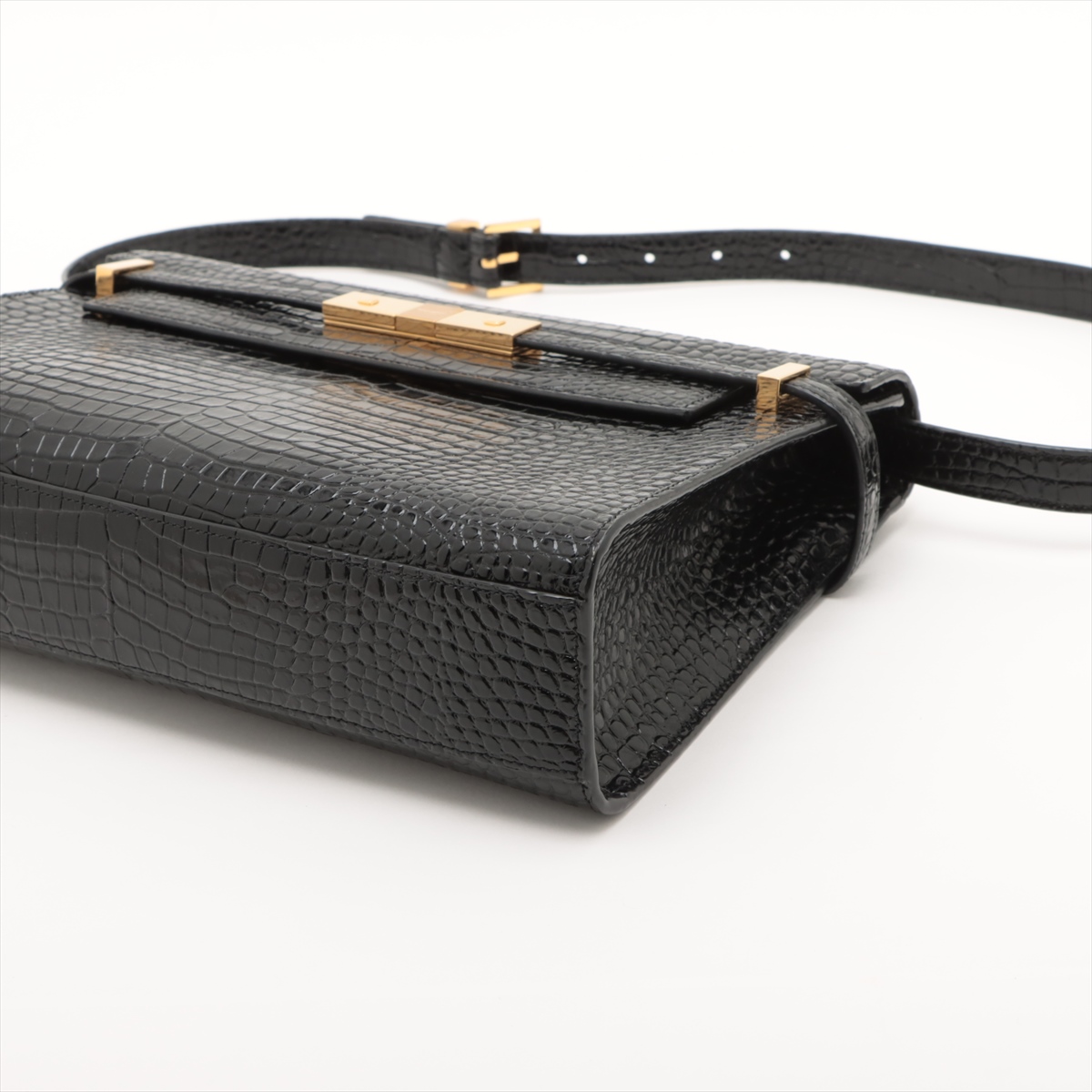 サンローラン ショルダーバッグ ハンドバッグ 巾着 エマニュエル クロコ型押し SAINT LAURENT - サンローラン ショルダーバッグ ハンドバッグ