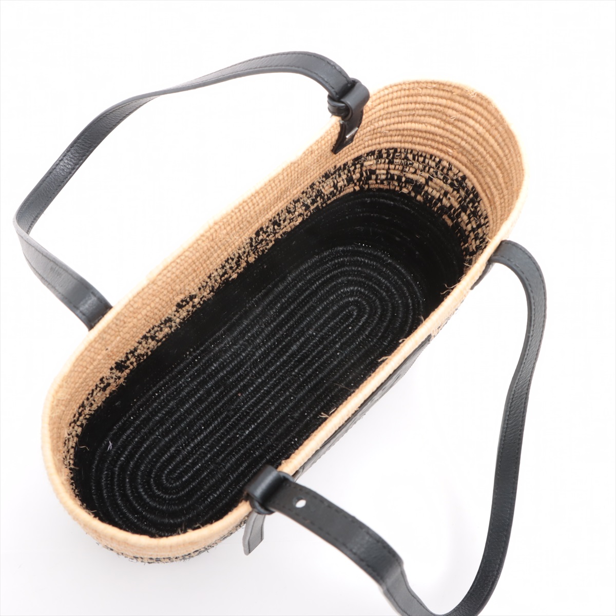 ロエベ スクエアバスケット スモール ラフィア×レザー カゴ