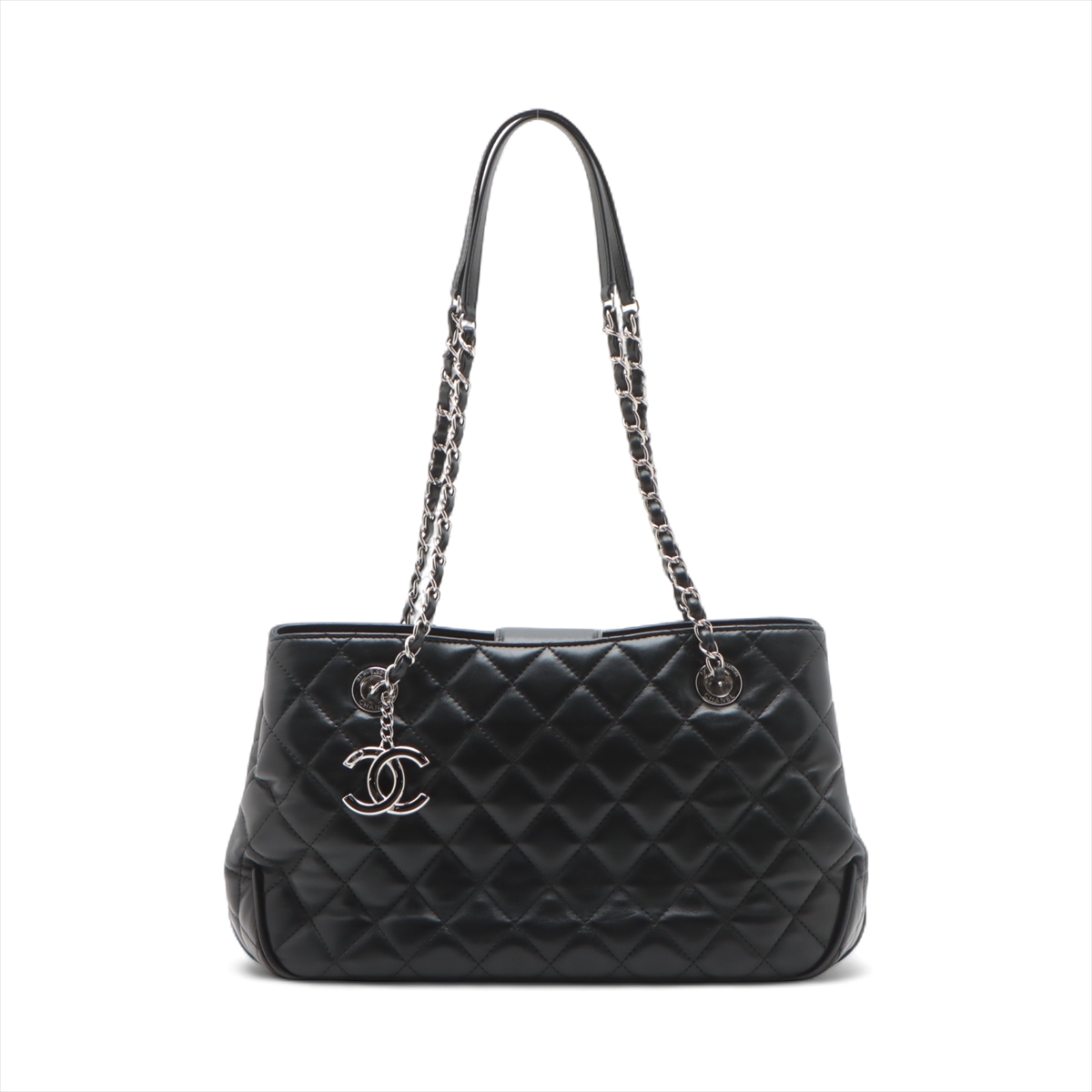 CHANEL シャネル マトラッセ ラムスキン トートーバッグ チェーン 黒