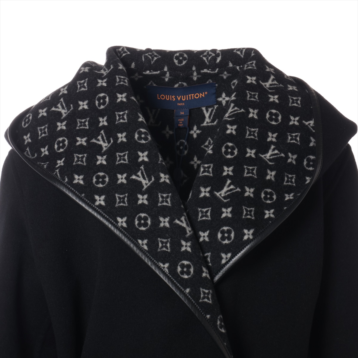 LOUIS VUITTON ブラックロングコート 34 ルイヴィトン モノグラム ロングコート ブラック 34サイズ