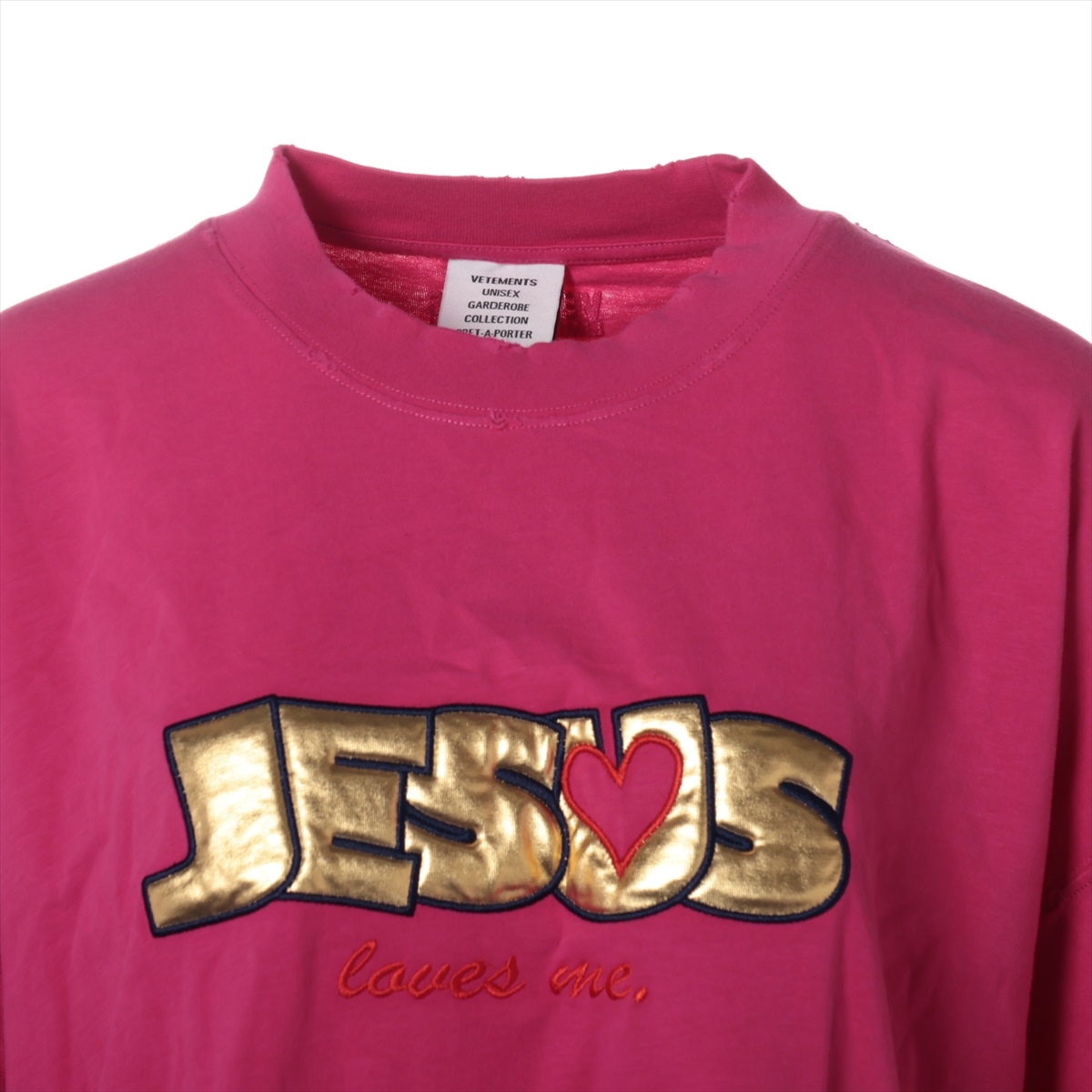 VETEMENTS Tシャツ Jesus Loves You UE63TR400P-1200-PINK Vetements Cotton T-shirt XS Unisex Pink UE63TR400P Jesus
