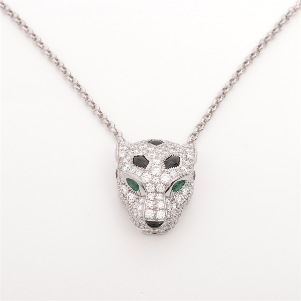 カルティエ パンテール ドゥ カルティエ エメラルド オニキス ネックレス 750(WG) 10.1g ダイヤ