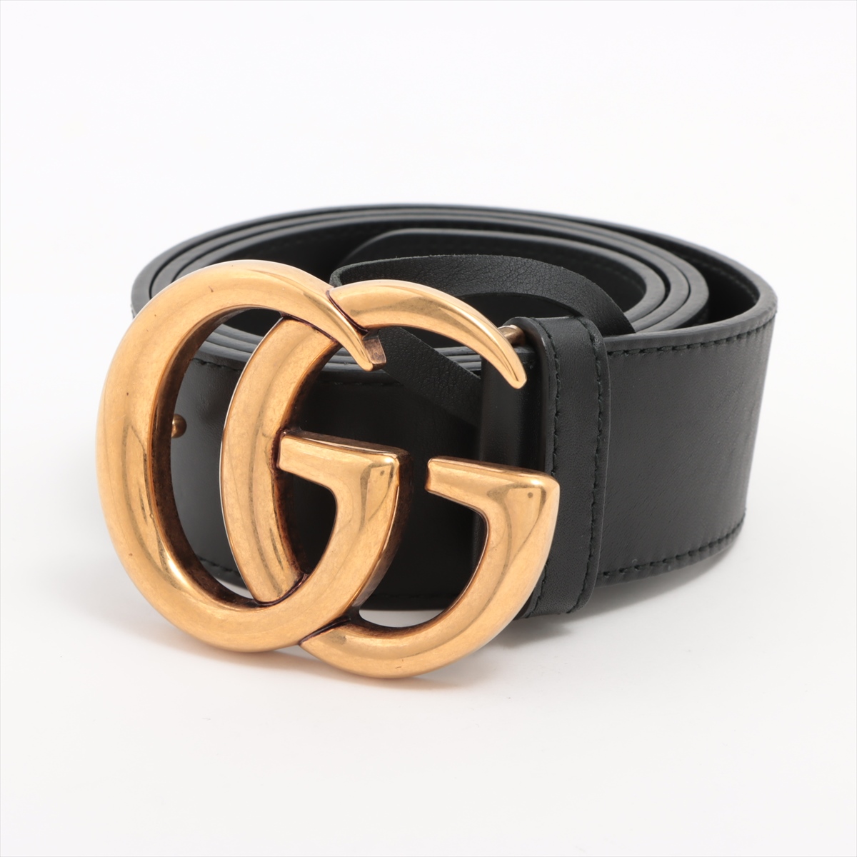 Gucci85 ダブルGロゴ ベルト ブラック GUCCI ブラックレザーベルト ダブルGロゴ 85/34