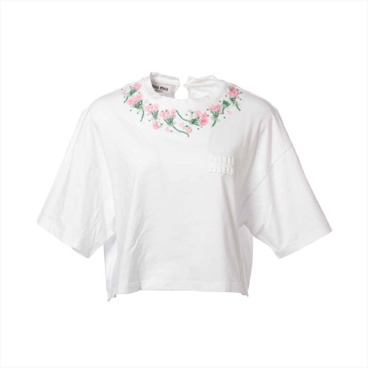 ミュウミュウ 22年 コットン Tシャツ S レディース ホワイト