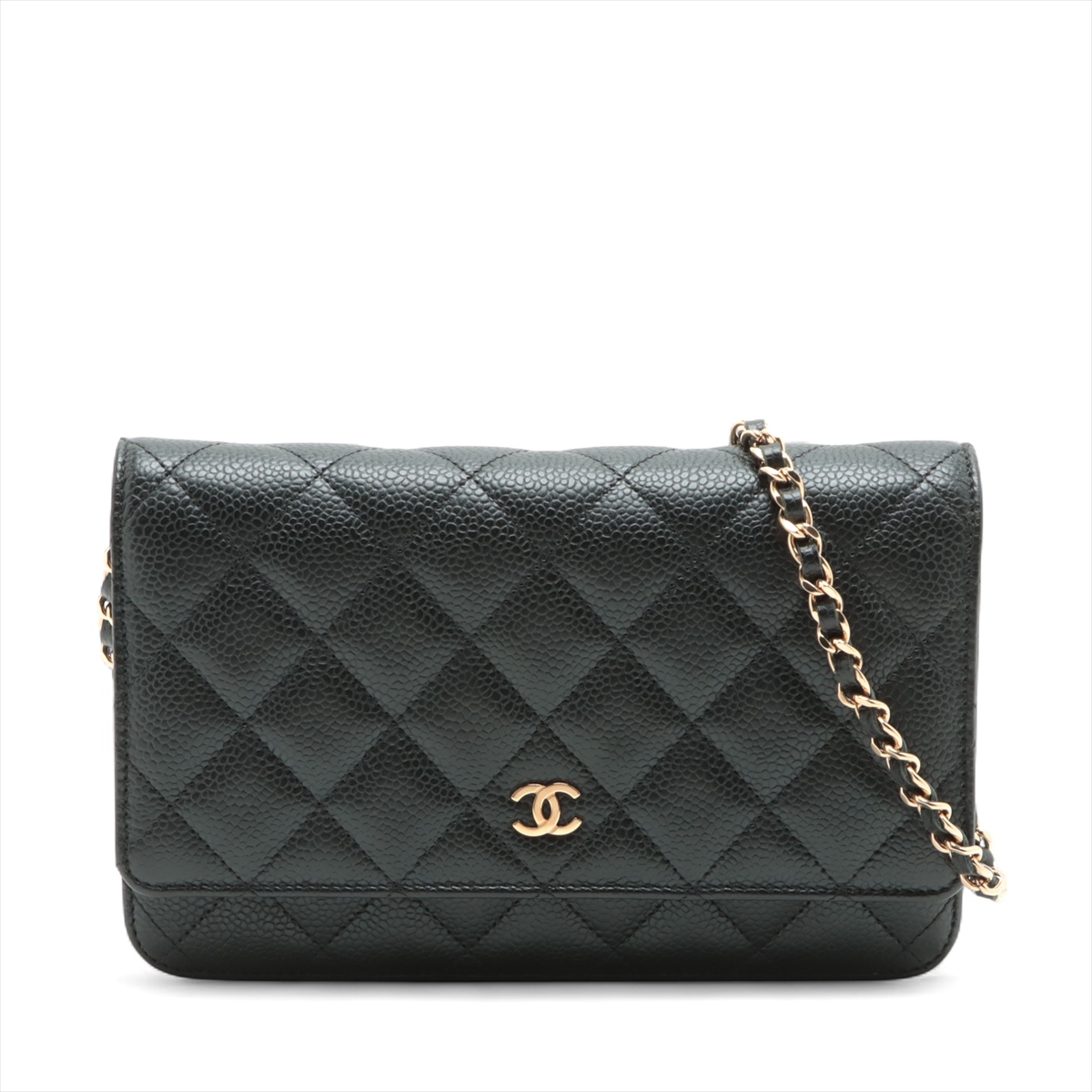 【エレガント♪】CHANEL チェーンウォレット ラムスキン ccロゴ チェーンウォレット - ラムスキン & ストラス、ブラック