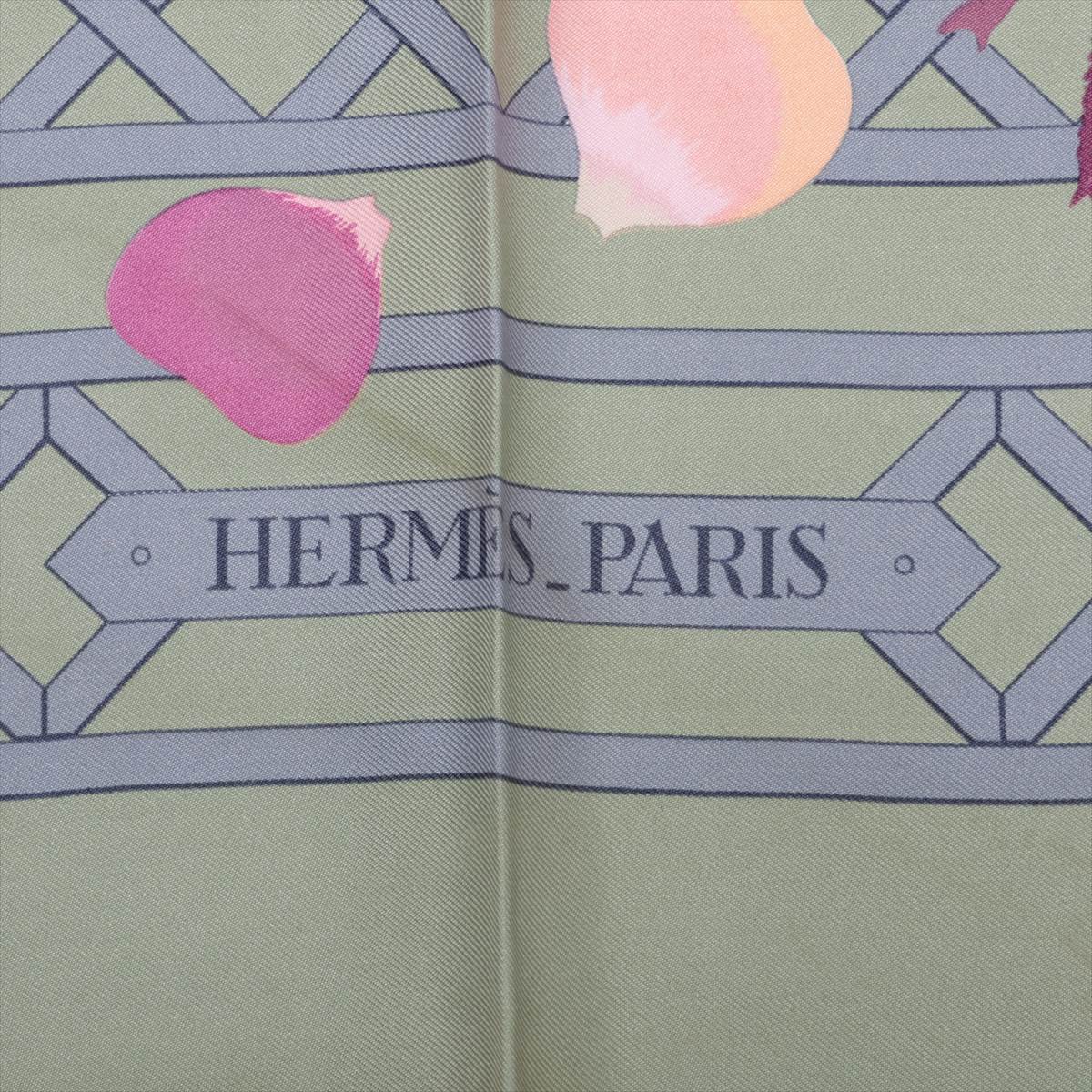 HERMES エルメス カレ90 ROSERAIE バラ園 スカーフ グリーン