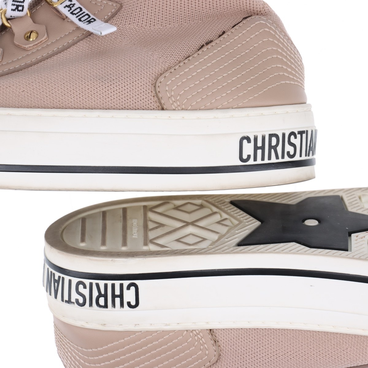 CHRISTIAN DIOR Calfskin Mix Diorun Sneakers 36 Optic White