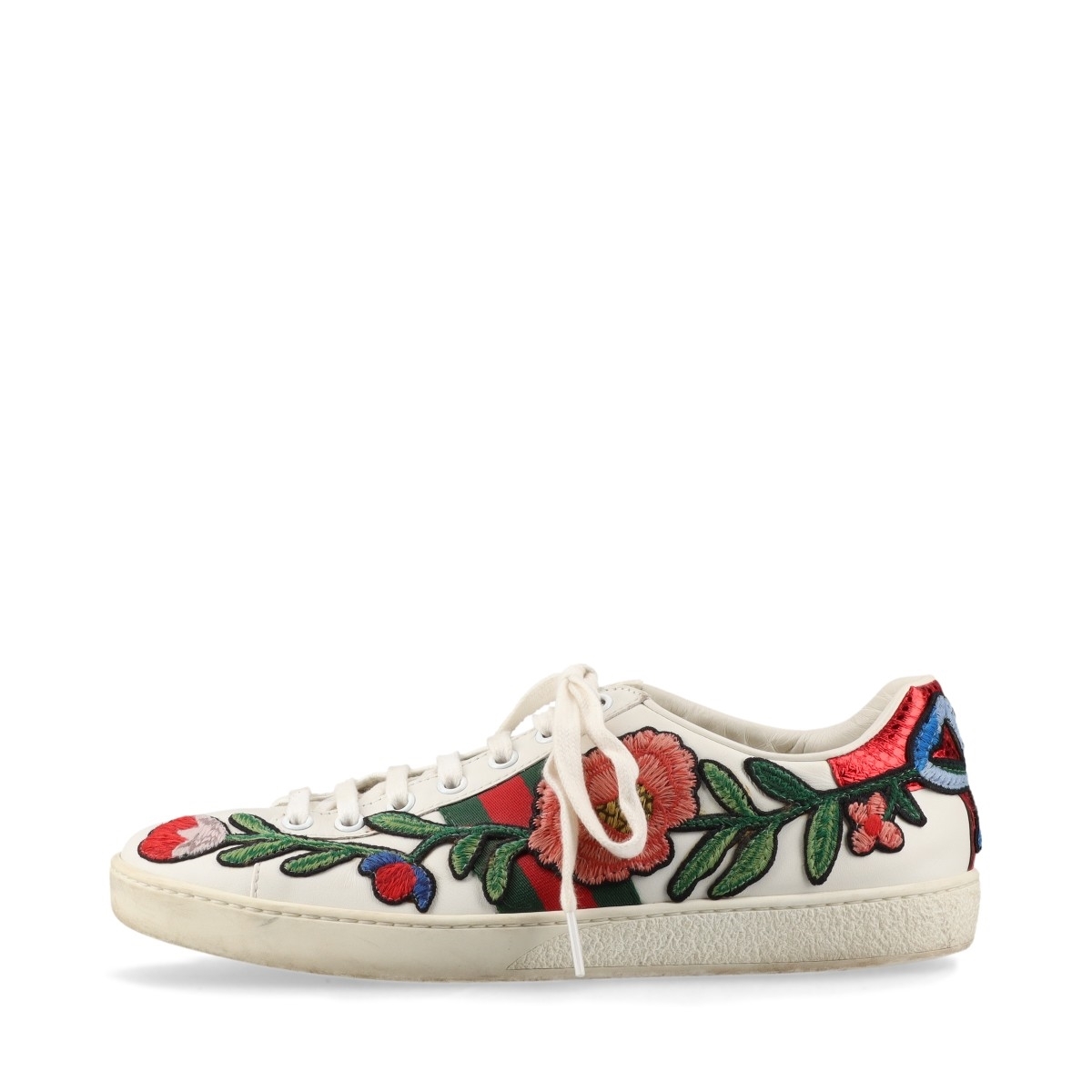 GUCCI 刺繍 ホワイトスニーカー38.5