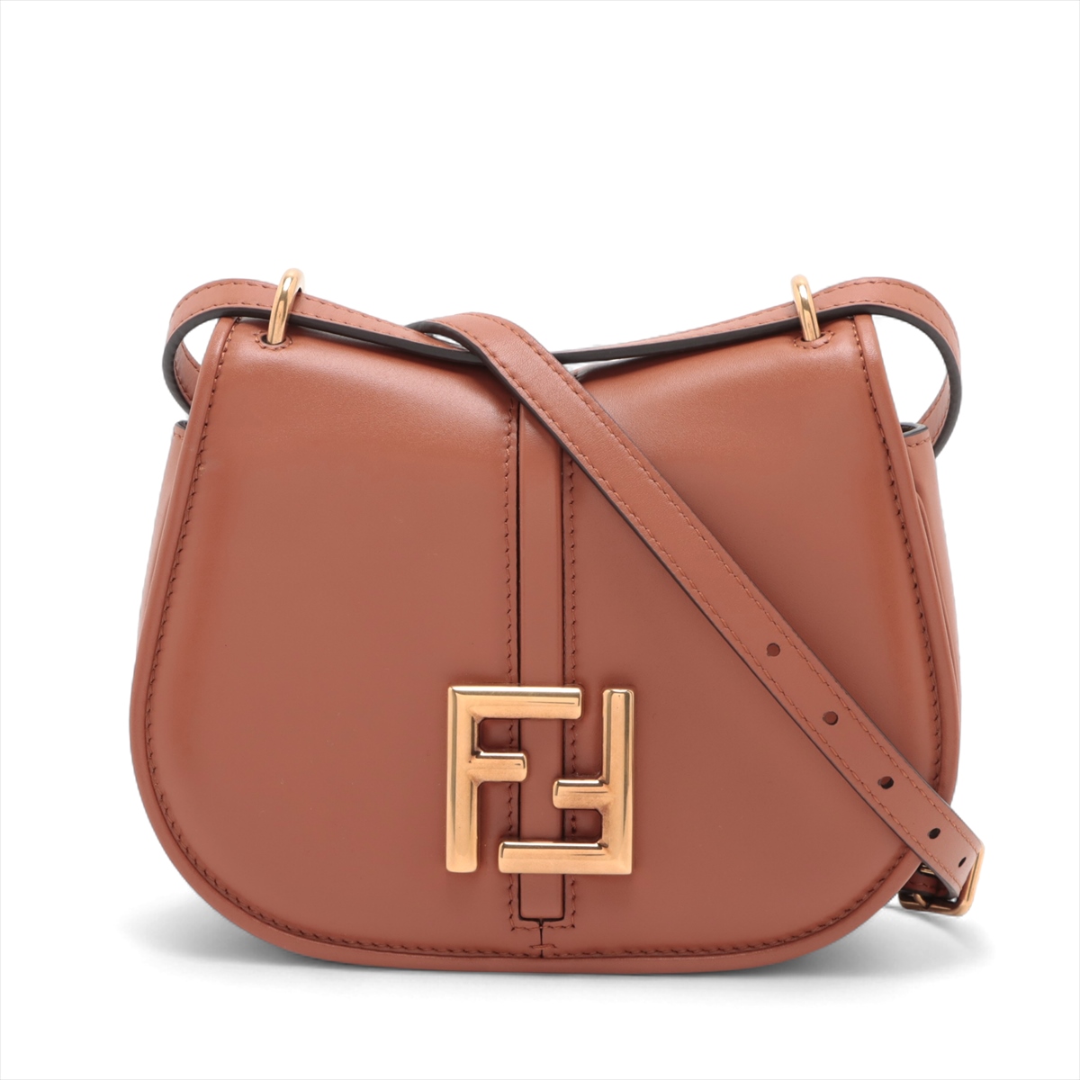 フェンディ カモン スモール ブラウン ショルダーバッグ レザー 8BS082  