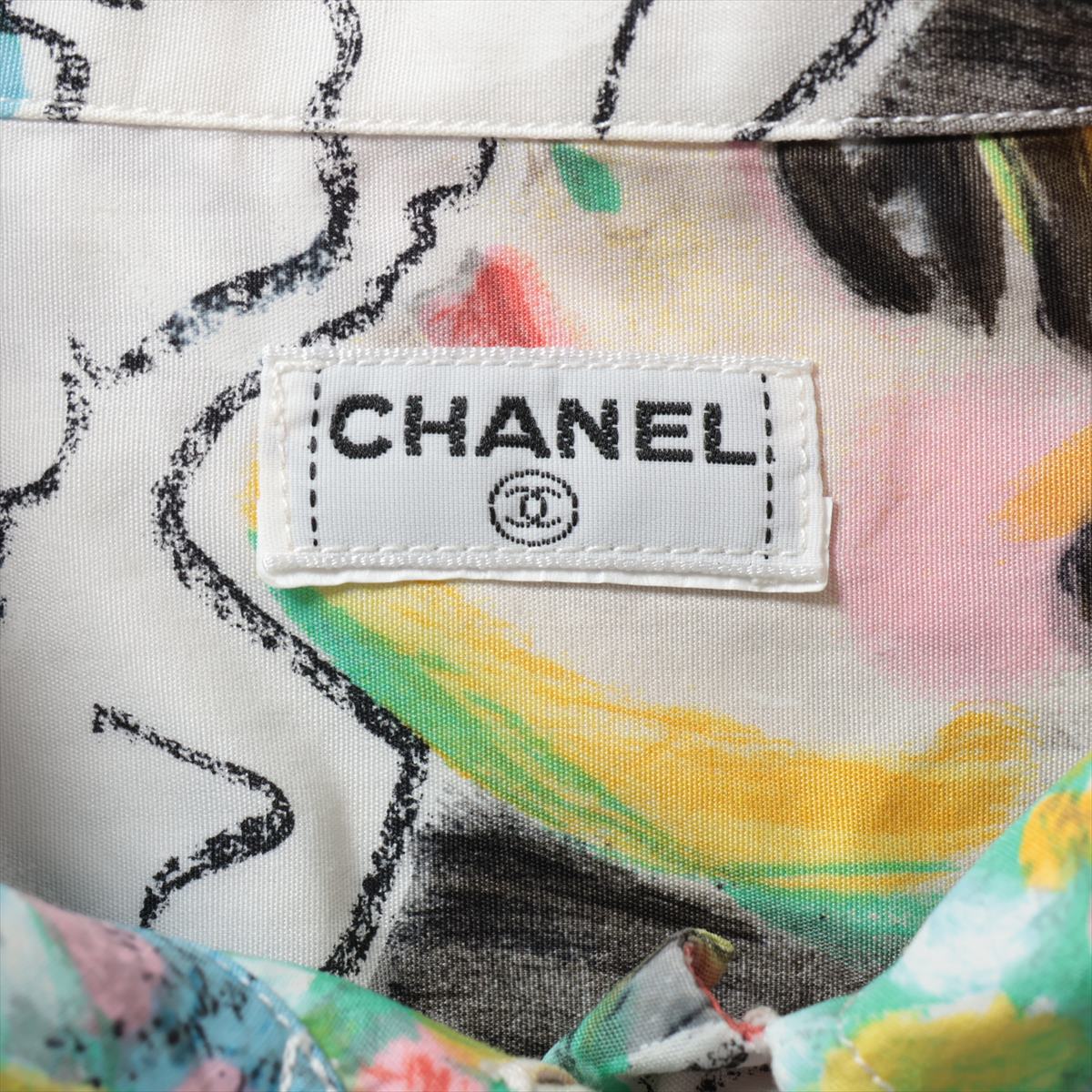 激レア CHANEL シャネル マルチカラーワンピース ココボタン ロゴ総柄38 シャネル ココボタン コットン シャツ サイズ不明 レディース