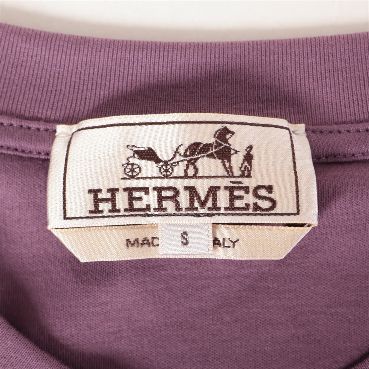 エルメス 24SS コットン Tシャツ S メンズ パープル サドル