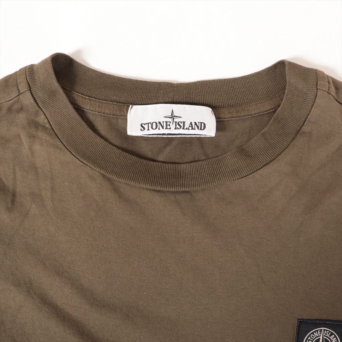 ストーンアイランド コットン ロングTシャツ L メンズ カーキ