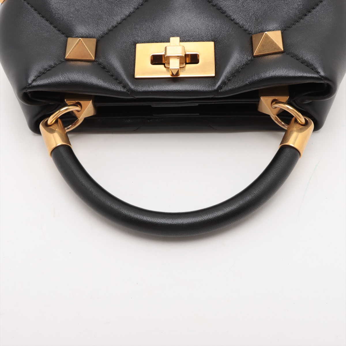 Valentino Garavani Roman studs Leather 2 Way Handbag Black