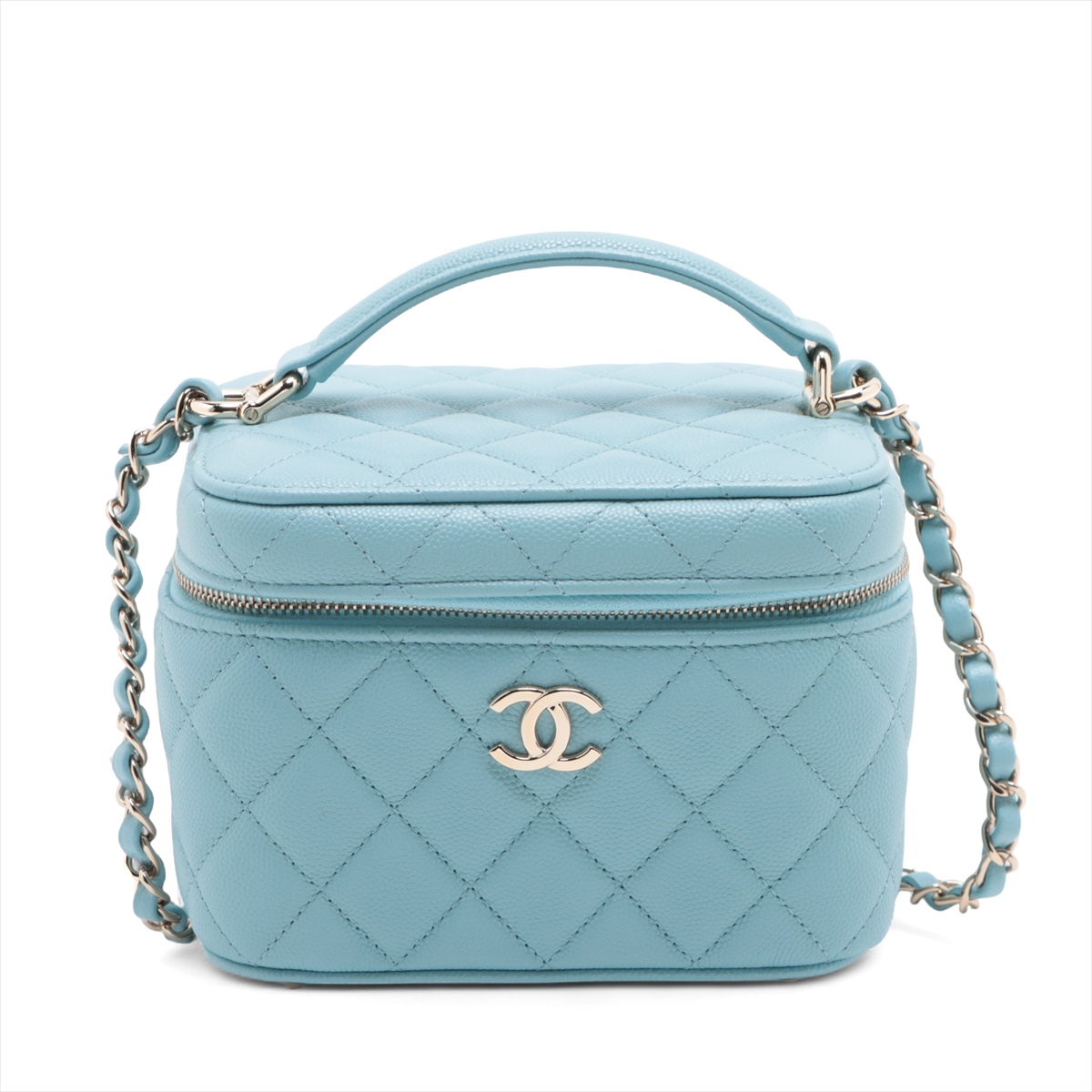 CHANEL シャネル バニティ キャビアスキン ティファニーブルー