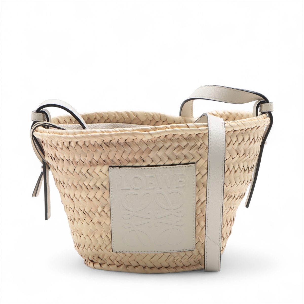 LOEWE☆25SS ロゴ ラフィア ドローストリング バケットバッグ ロエベ ドローストリング バケットバッグ ラフィア×レザー
