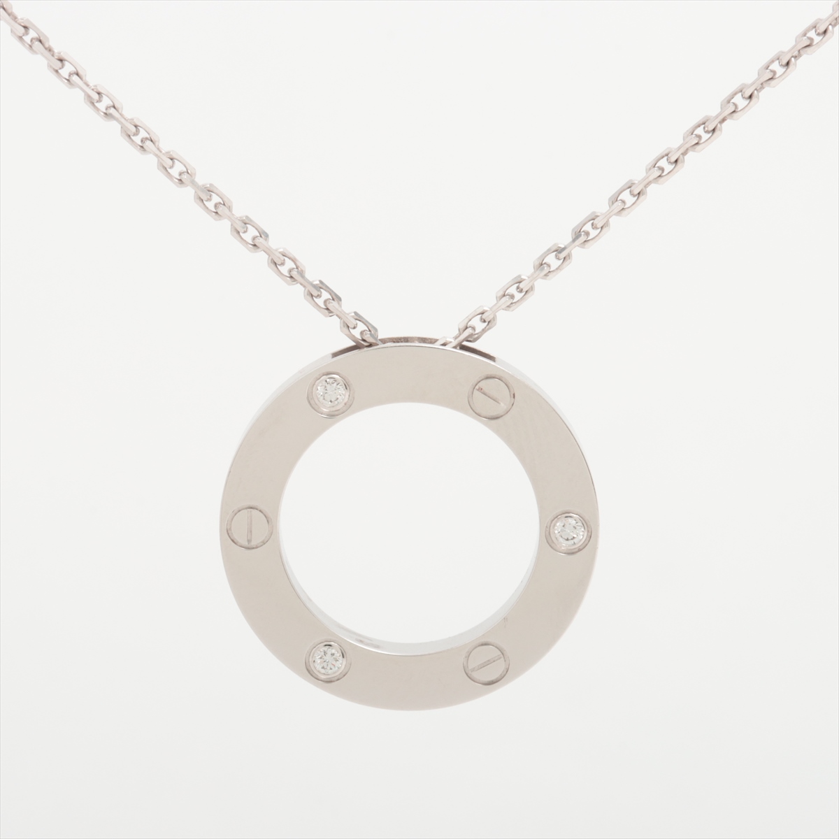 カルティエ ラブサークル ハーフ ダイヤ ネックレス 750(WG) 13.7g  