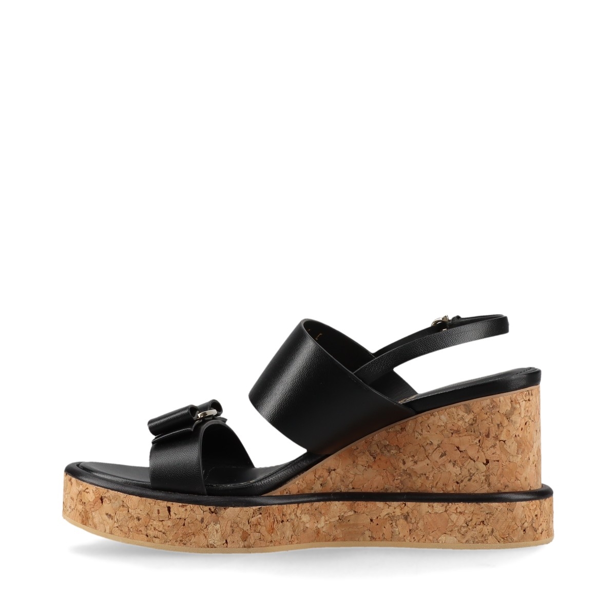 Salvatore Ferragamoウェッジソールサンダル レザー コルク 黒