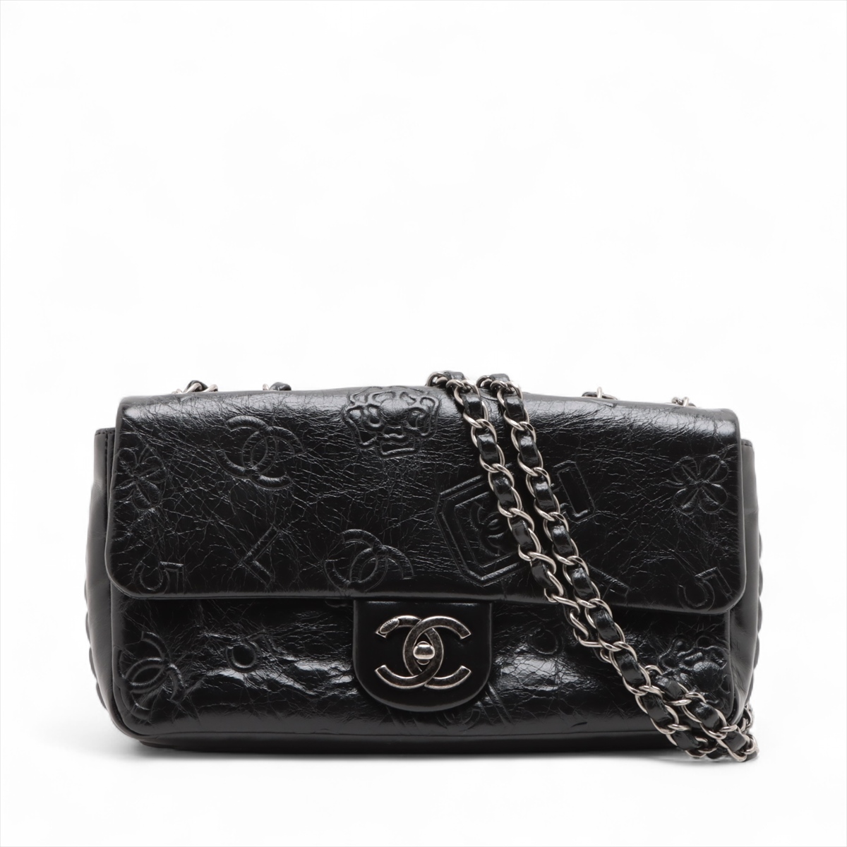 シャネル No5 レザー チェーンショルダーバッグ アイコン ブラック  