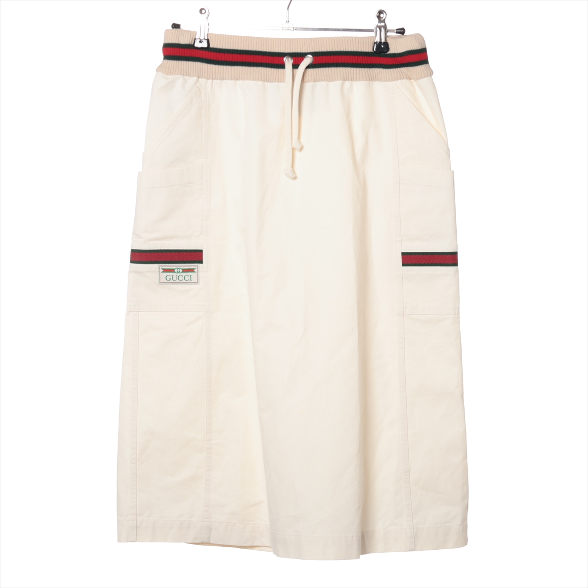 未使用級】MIU MIU ロングスカート ハート 総柄 ロゴ アイボリー 36