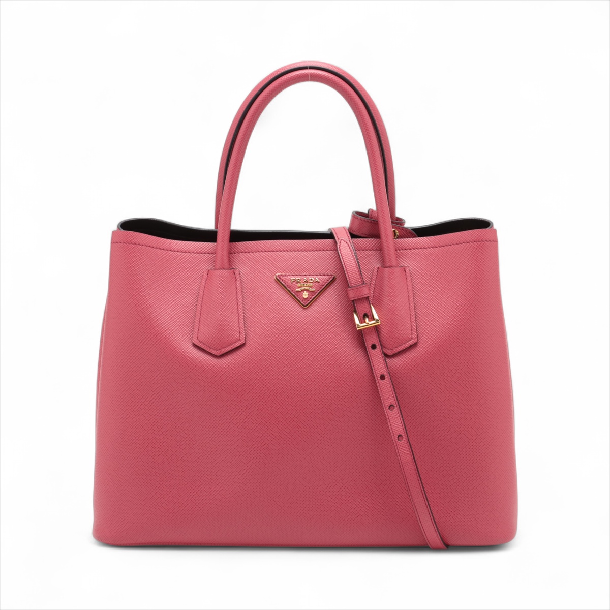 美品☆プラダサフィアーノキュイールピンク2wayハンドバッグ