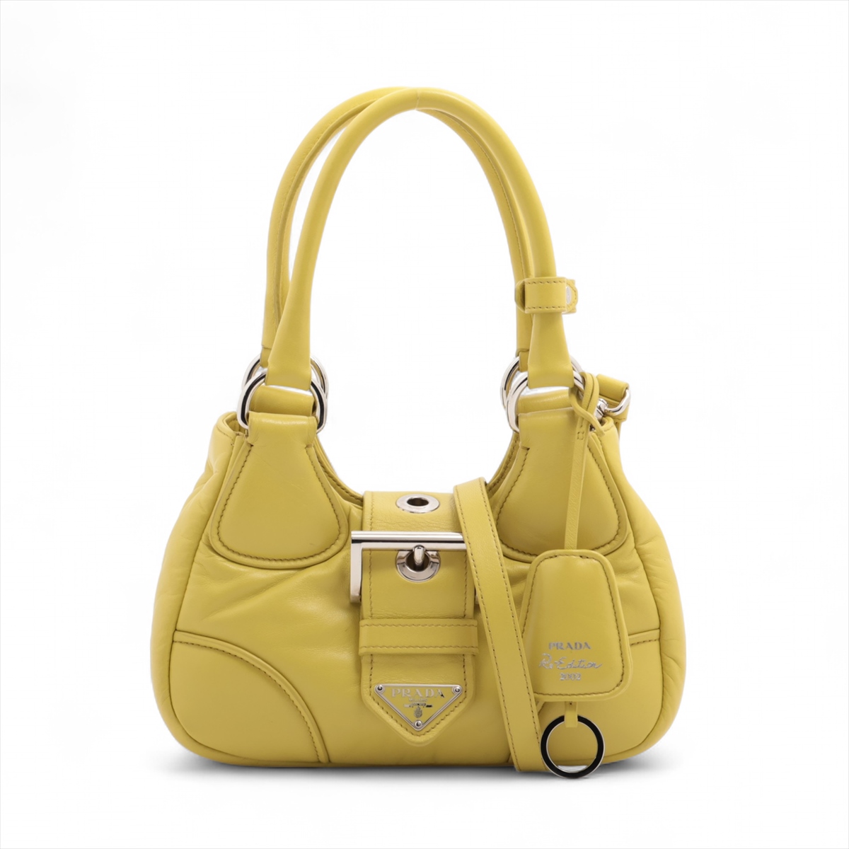 PRADA イエロー レザー ハンドバッグ