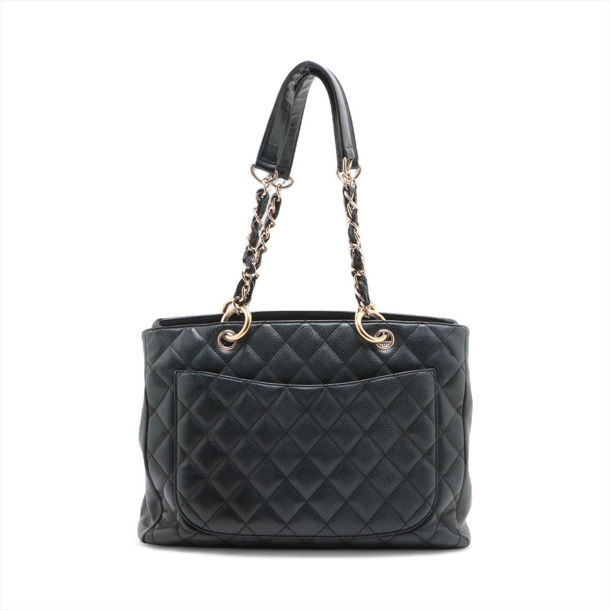 【CHANEL】ヴィンテージブラックキャビアレザーGSTトートバッグ CHANEL】ヴィンテージブラックキャビアレザーGSTトートバッグ