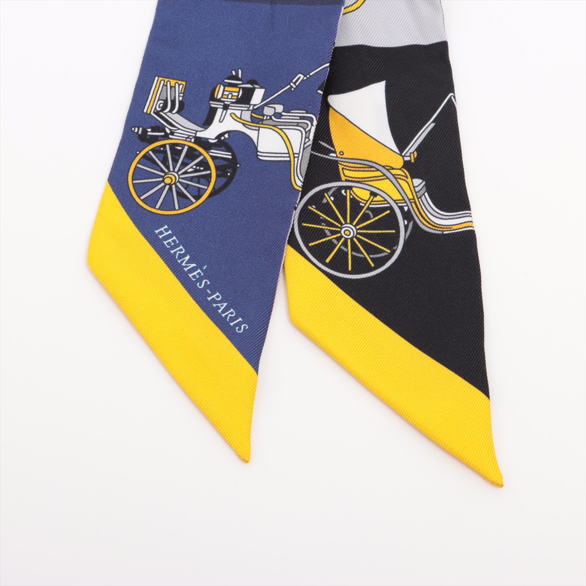 HERMES - HERMES ツイリー 精巧な馬車 エルメス ホワイト ブルー