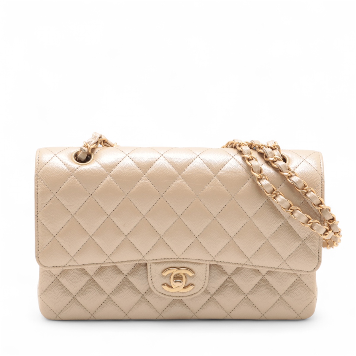 CHANEL マトラッセ25 Wフラップ Wチェーンキャビアスキン 26番台