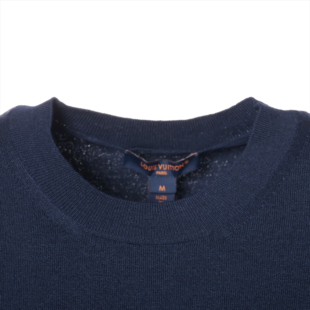 ヴィトン LVロゴ 25AW ウール 半袖ニット M レディース ネイビー