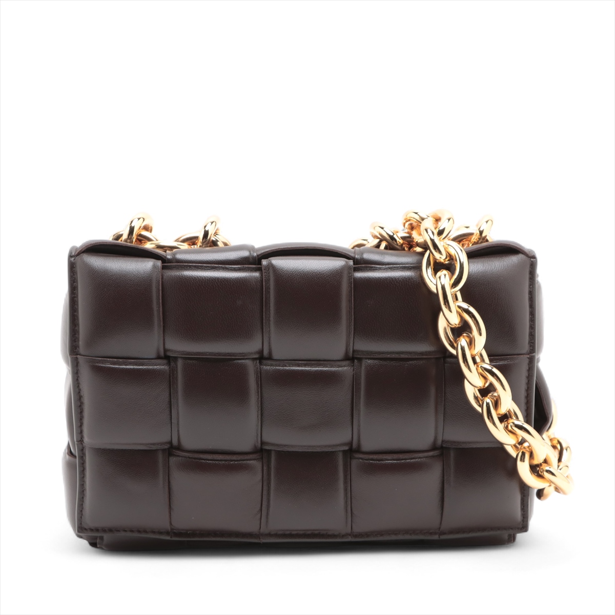 ボッテガヴェネタ ショルダーバッグ ブラウン チェーン レザー