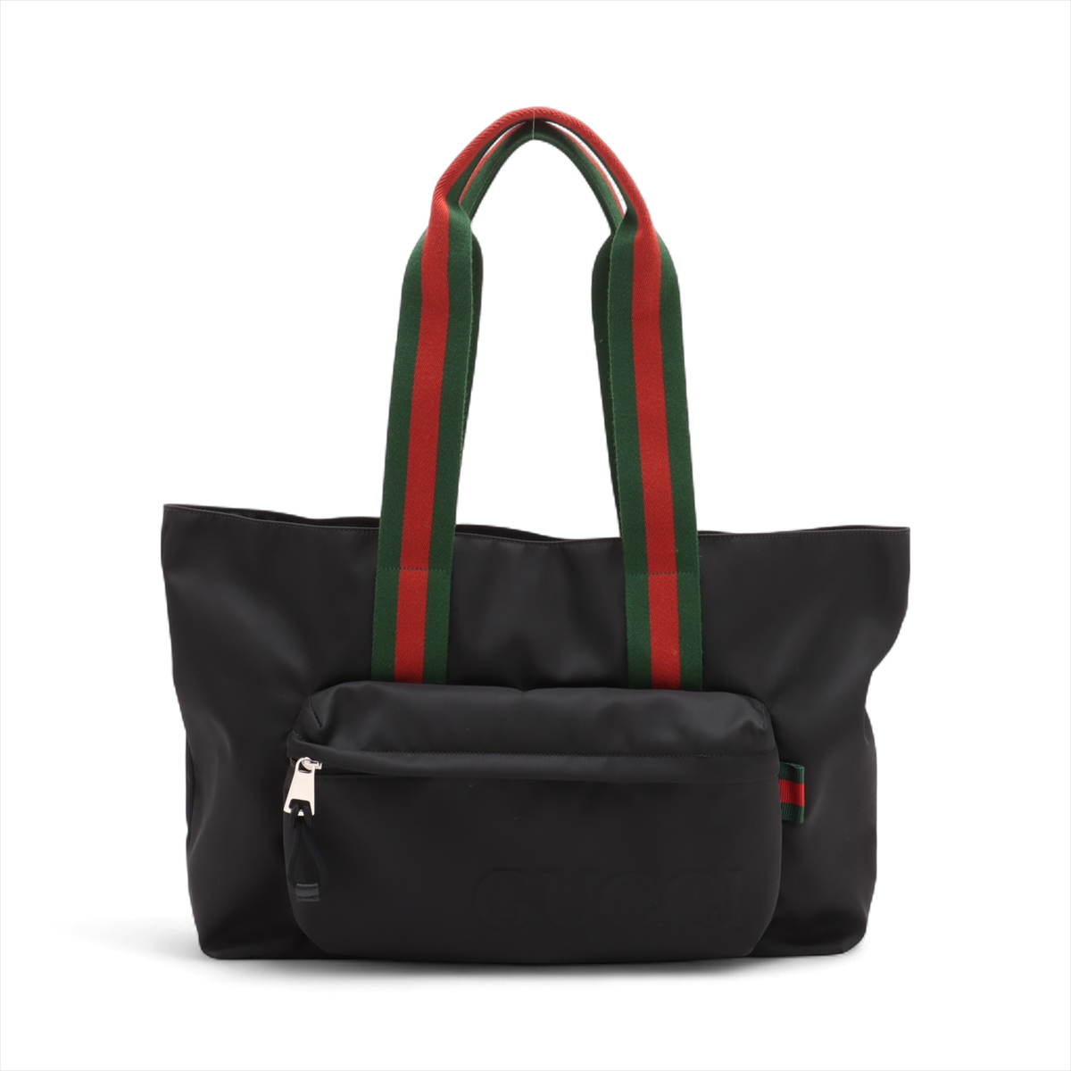 グッチ ロゴ ナイロンxキャンバス トートバッグ ブラックx