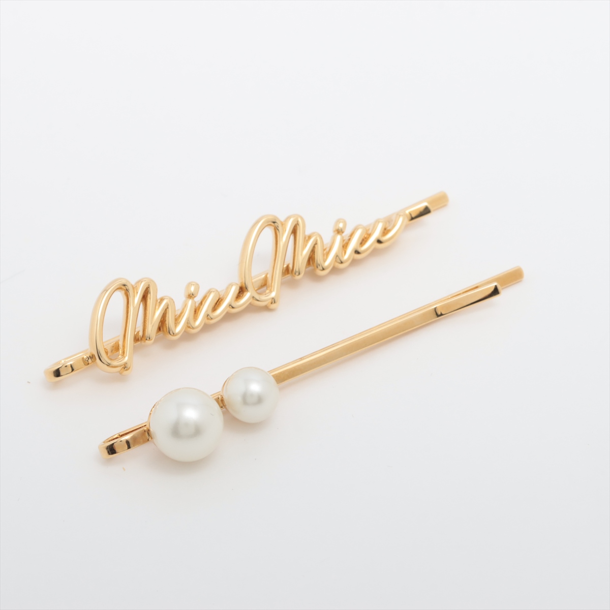 Miu Miu Logo Hairpin GP x Imitation pearl Gold | eBay