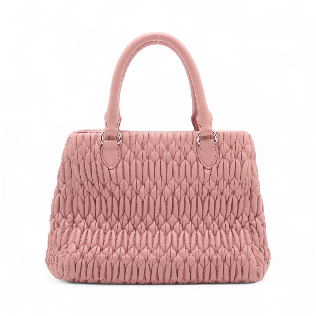 miumiu ナッパクリスタル　NAPPA CRYSTAL グレー　2way miumiuナッパクリスタル♪ミニトートバッグ2way♪ピンク 白