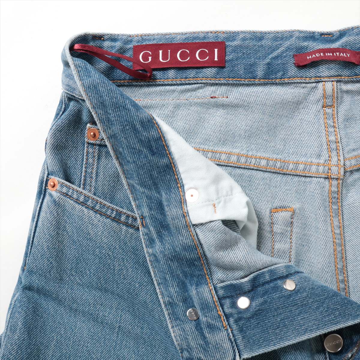 グッチ 24年 コットン デニムパンツ 26 レディース ブルー