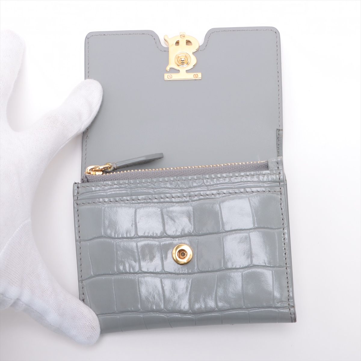 現行 TBロゴ 総柄 BURBERRY バーバリー 二つ折り 財布 コンパクト