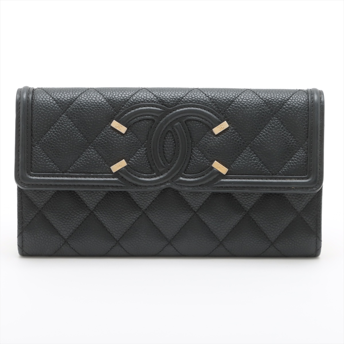 CHANEL シャネル 財布 フィリグリー 黒 ブラック キャビアスキン