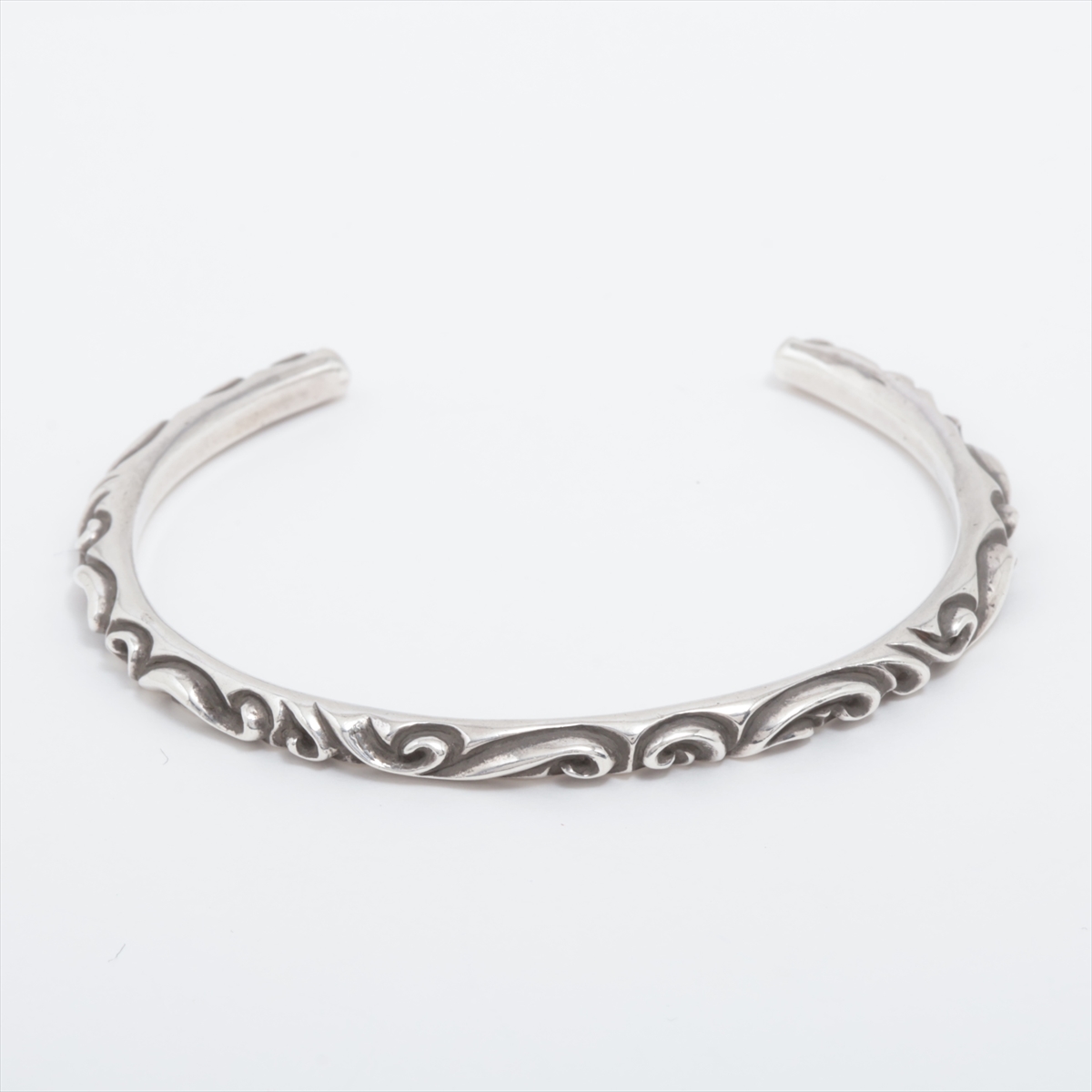 【土日特価】CHROME HEARTS クロムハーツ スクロールバングルサイズ2 クロムハーツ スクロールバンド バングル 925 18.4g A3716005