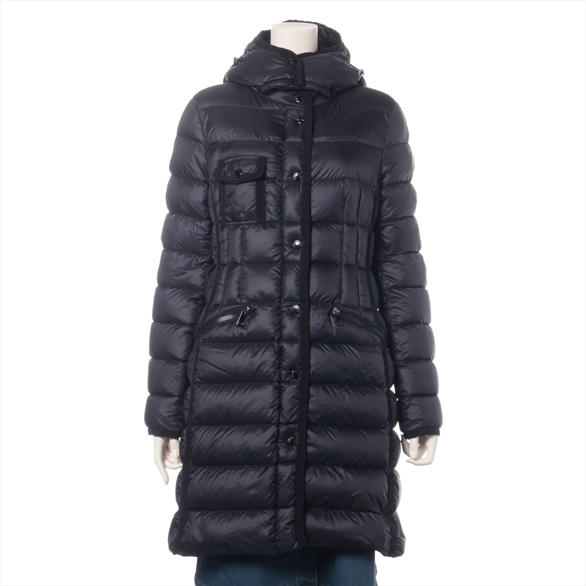 MONCLER エルミンヌブラック ダウンジャケット フード付き 【公式通販】