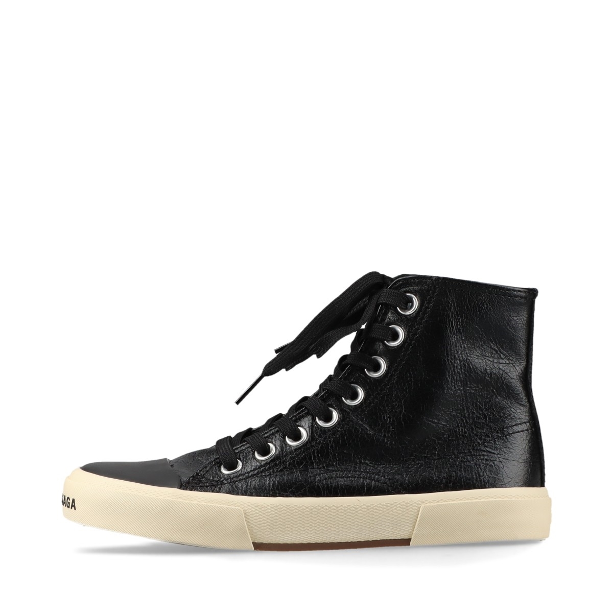 バレンシアガ PARIS HIGH TOP レザー ハイカットスニーカー 24cm レディース ブラック 688756